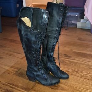 Free People Over Knee Laced Boots